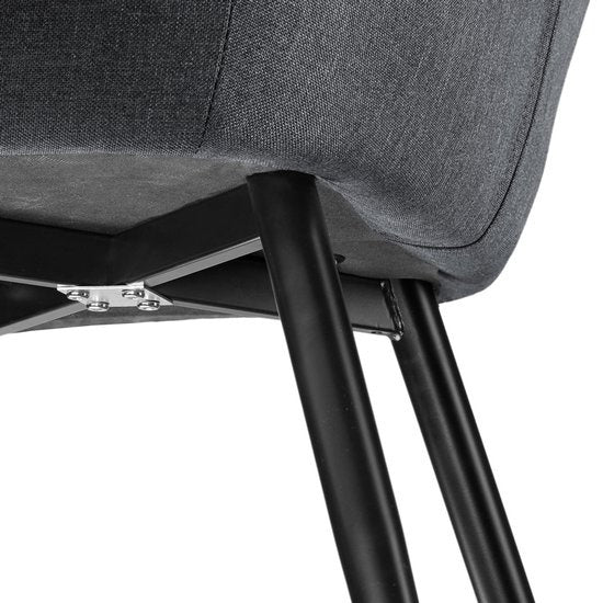 tectake® - Stoel Marilyn Linnen Look - eetkamerstoelen - kuipstoelen - donkergrijs / zwart - 403672