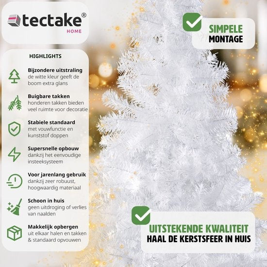 Tectake - witte Kunstkerstboom - 180 cm - incl. standaard - Kerstboom - Dennenboom - 533 punten - 402821