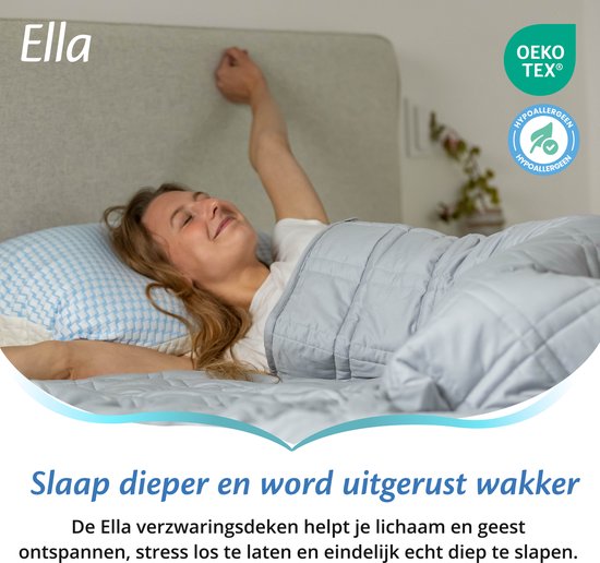 Ella Verzwaringsdeken 9 kg - OEKO-TEX Katoen Zwaartedeken 150 x 200cm - Weighted Blanket - Verzwaarde Deken - Cadeau voor Moederdag - Grijs