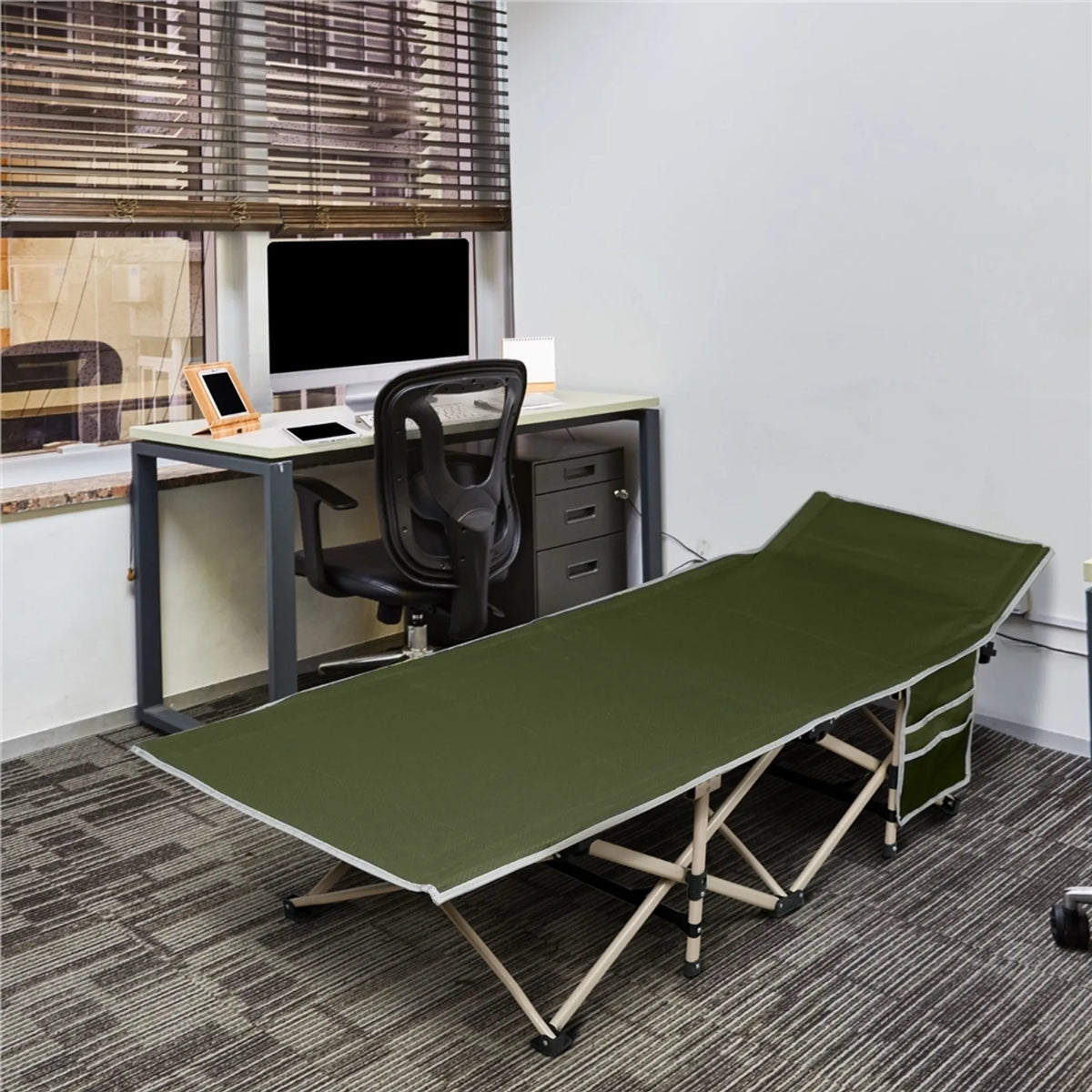 Yaheetech Opvouwbaar Veldbed & Campingbed 150 kg Draagvermogen Met Draagtas – Legergroen – Metaal En Polyester