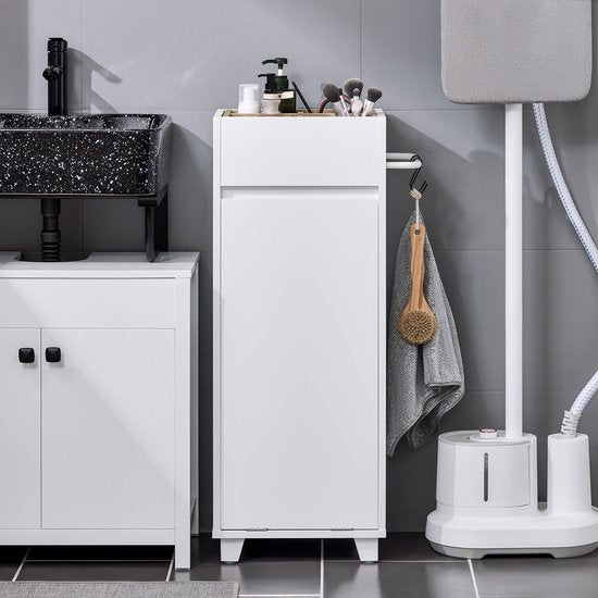 SoBuy BZR159-W Waskast - Witte Badkamermeubel met Opbergvakken