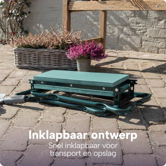 Inklapbaar Tuinkrukje met Kniesteun - EVA-schuim – Tot 150 KG - Stalen Frame met Gereedschapstassen – Zitten en Knielen - BREND BR-2252
