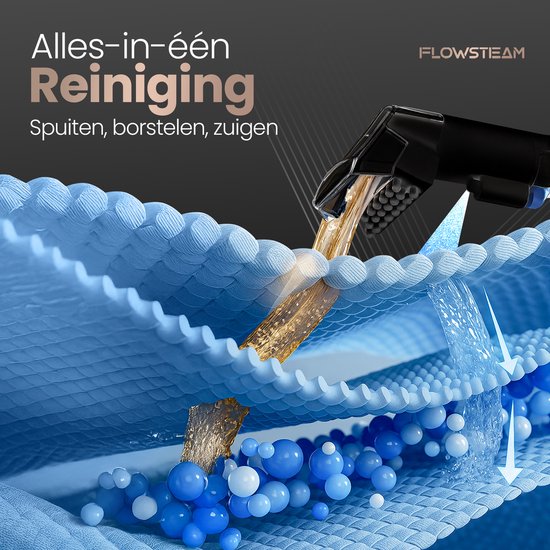 FLOWSTEAM® 6-in-1 Stoomreiniger PRO - Tapijtreiniger – Vlekkenreiniger – Handstomer – Zetelreiniger - 100°C Stoom - 4 Stoomstanden - 90 Minuten Stomen - 5M Snoer