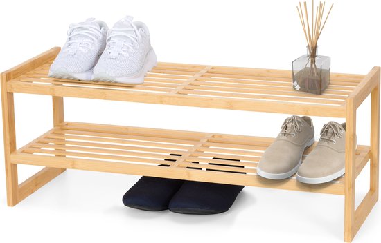 Brixy Schoenenrek - 2 Lagen - Bamboe Schoenenrek - Schoenenkast - Voor 9 Paar Schoenen - Hout
