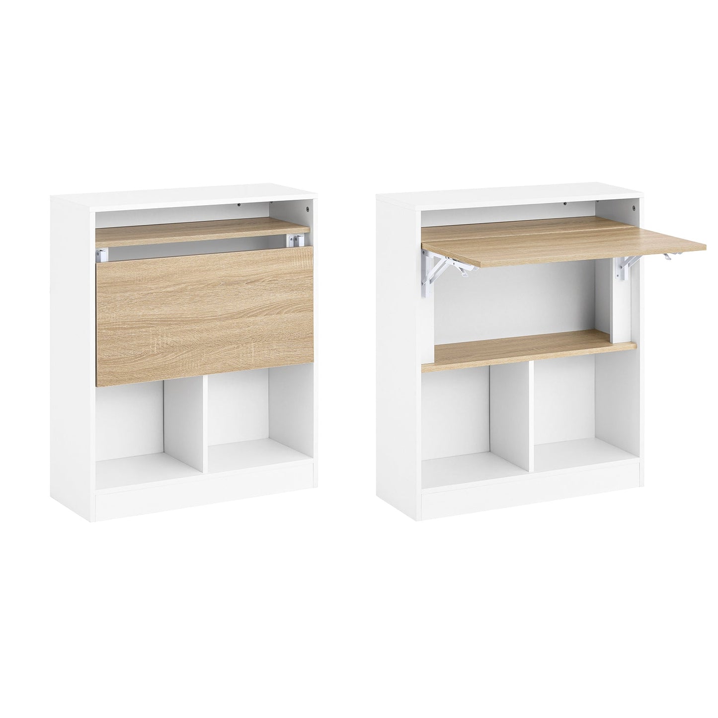 Ruimtebesparend Opvouwbaar Bureau met Opbergplanken – SoBuy FWT104-WN - wit - 70 x 57 x 85 cm