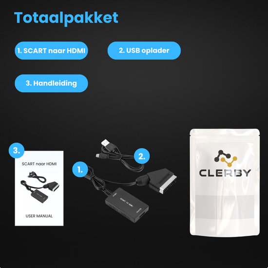 SCART naar HDMI Adapter - Omvormer - SCART Kabel en HDMI Kabel - Video Adapter - SCART naar HDMI Converter - Plug & Play - Full HD 1080P