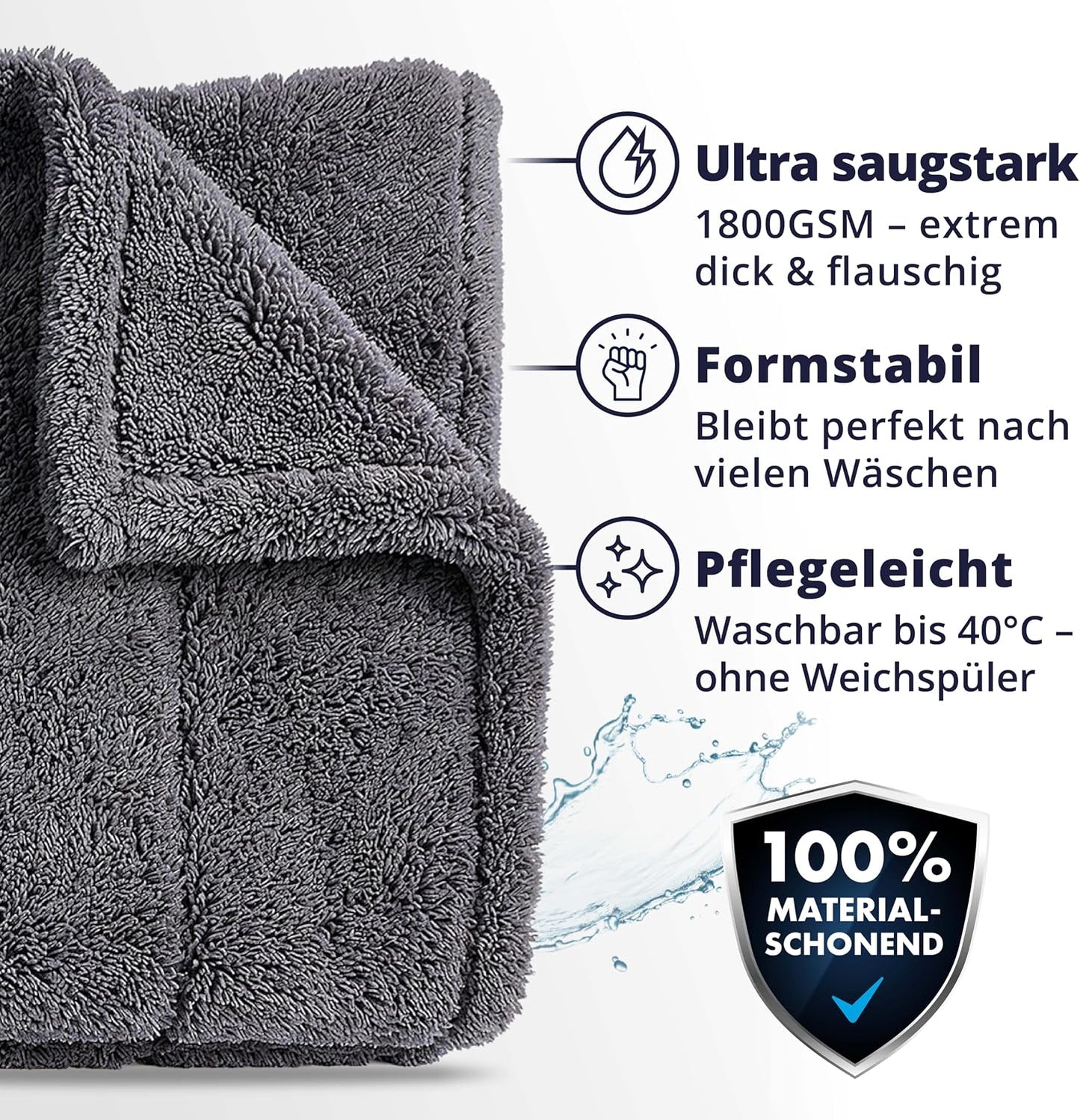 Licargo Autodroogdoek XXL - 80 x 50 cm - Grijs - 1800 g/m² Microvezel