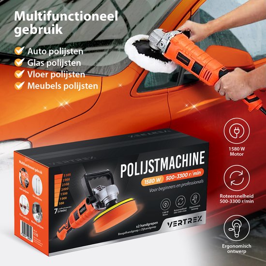 VERTREX Polijstmachine - Poetsmachine Auto - Polijstschijven - Poliermachine - Polijstmachines