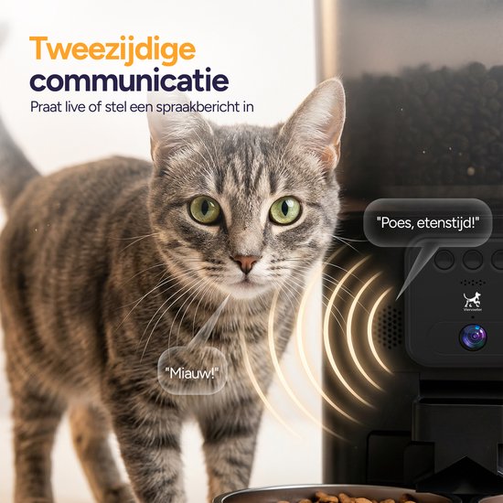 Viervoeter Feed Pro Dual - Automatische Voerbak 7L - HD camera & Audio - Kat en Hond - Voerautomaat met App - Zwart