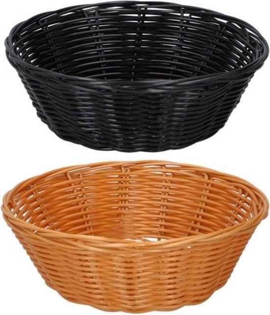 alpina Broodmandjes - 2 Stuks - Rieten Mandje - Bruin en Zwart