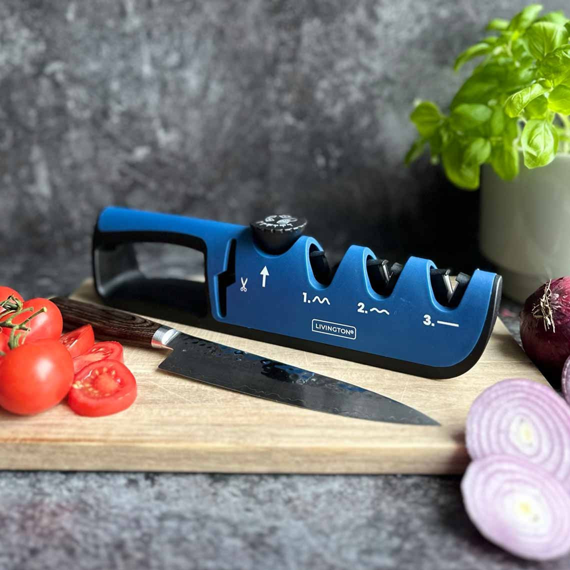Livington BladeStar 3-in-1 Messenslijper - Instelbare Slijphoek - Drie Fasen Systeem - Voor Messen en Scharen