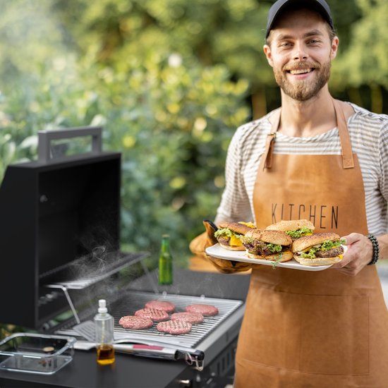 KitchenBrothers Houtskool Barbecue Grill – Met Deksel, Warmhoudrek & Wielen – 81 x 48 x 94 cm – Zwart