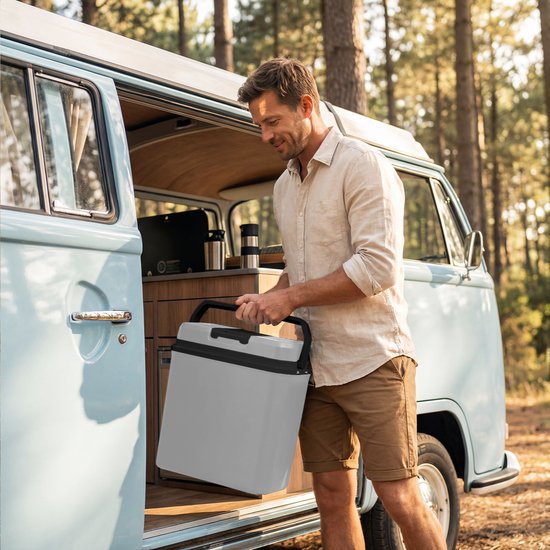 Auronic Koelbox Elektrisch 12V en 230 volt - 20L - Camping Koelkast - Auto - Koelen en Verwarmen - Frigobox - Lichtgrijs