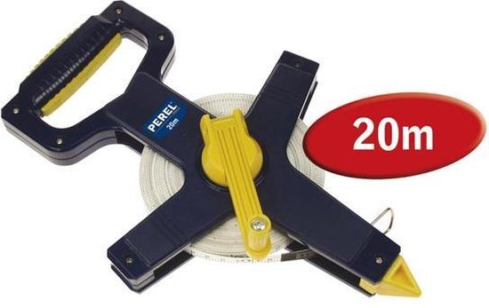 Toolland Hoogwaardig meetlint, centimeter en millimeter schaal, duurzame ABS-behuizing, 20 m