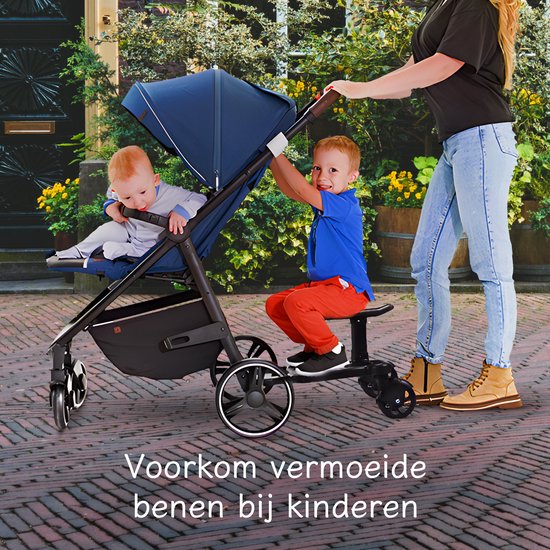 Safari Meerijdplankje Universeel - Tweewieler - Meerijdplankje met Zitje - Meerijd Plankje voor Kinderwagen - Buggy Board