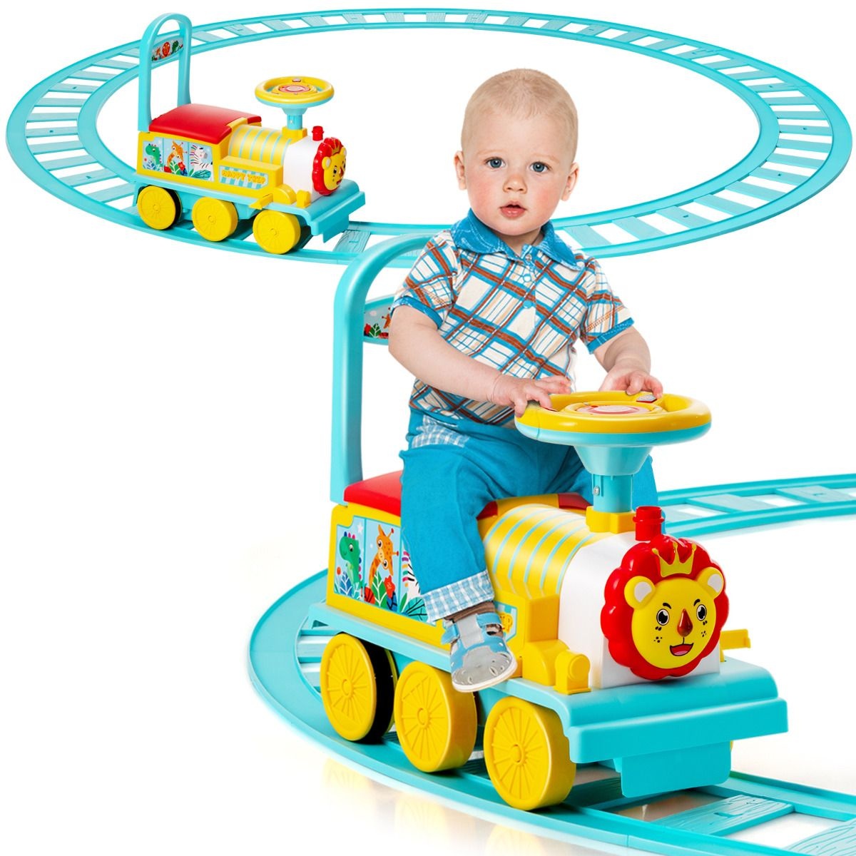 Coast 6V Electric Children's Train om op te staan ??met 16 stukjes rails voor kinderen vanaf 3 jaar