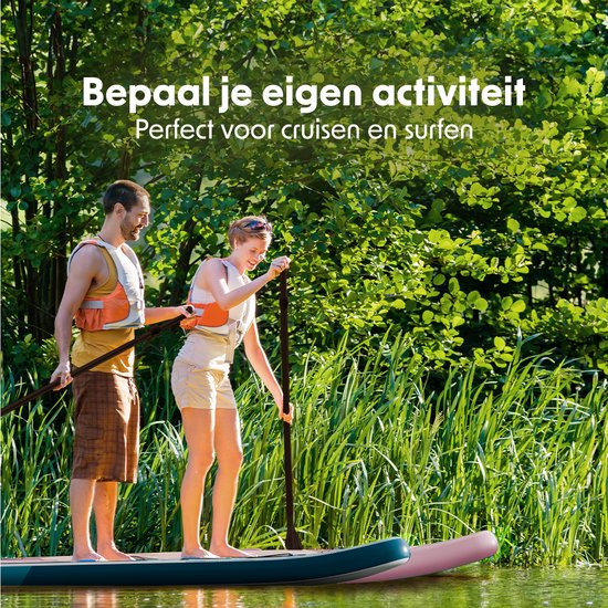 LifeGoods SUP Board Allround Compact - 100 KG Draagkracht - 300 x 76 cm - Opblaasbaar - Compleet SUP pakket - Wit/Deep Aqua