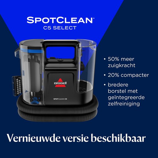 BISSELL MultiClean Spot & Stain Draagbare Vlekkenreiniger - Met HeatWave Technologie & 4 Opzetstukken - Tapijtreiniger voor Bank, Auto & Matras - Carpet Cleaner Apparaat - Extra Lange 2.2m Slang - Reinigingsmachine - Zetelreiniger - 4720M