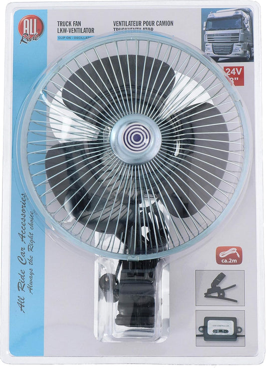 All Ride Truckventilator - 24 V - 20 cm - Inclusief Klem - 2 m Kabel - 2 Standen