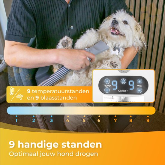 Nuvance - Hondenfohn - Waterblazer Hond - 2100W - met 3 Opzetstukken - Honden Droger - Waterblazer voor Honden - Verstelbaar Vermogen - Honden Fohn - Wit