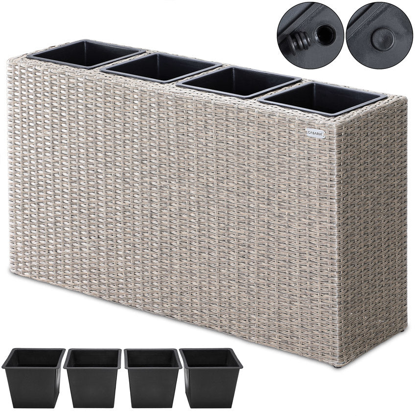 Casaria Polyrattan bloembak crème 95x27x60cm