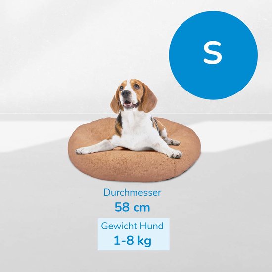 Peaceful Pooch S - pluizig hondenbed - 58cm diameter - opvouwbaar - in verschillende maten. Kattenbed - wasbaar - uitneembare vulling - ontspant gewrichten en spieren - anti-slip noppenbodem