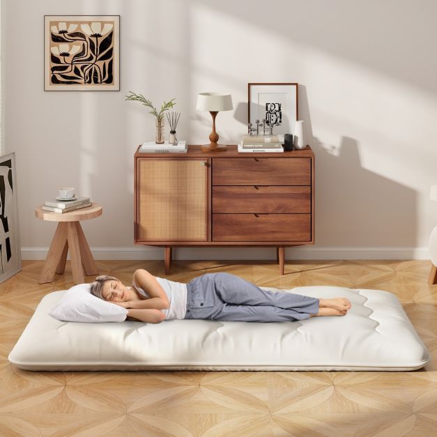 Coast Vloer Matras - Opvouwbaar - Wasbaar - Microvezel - 203 x 137 x 10 cm - Beige