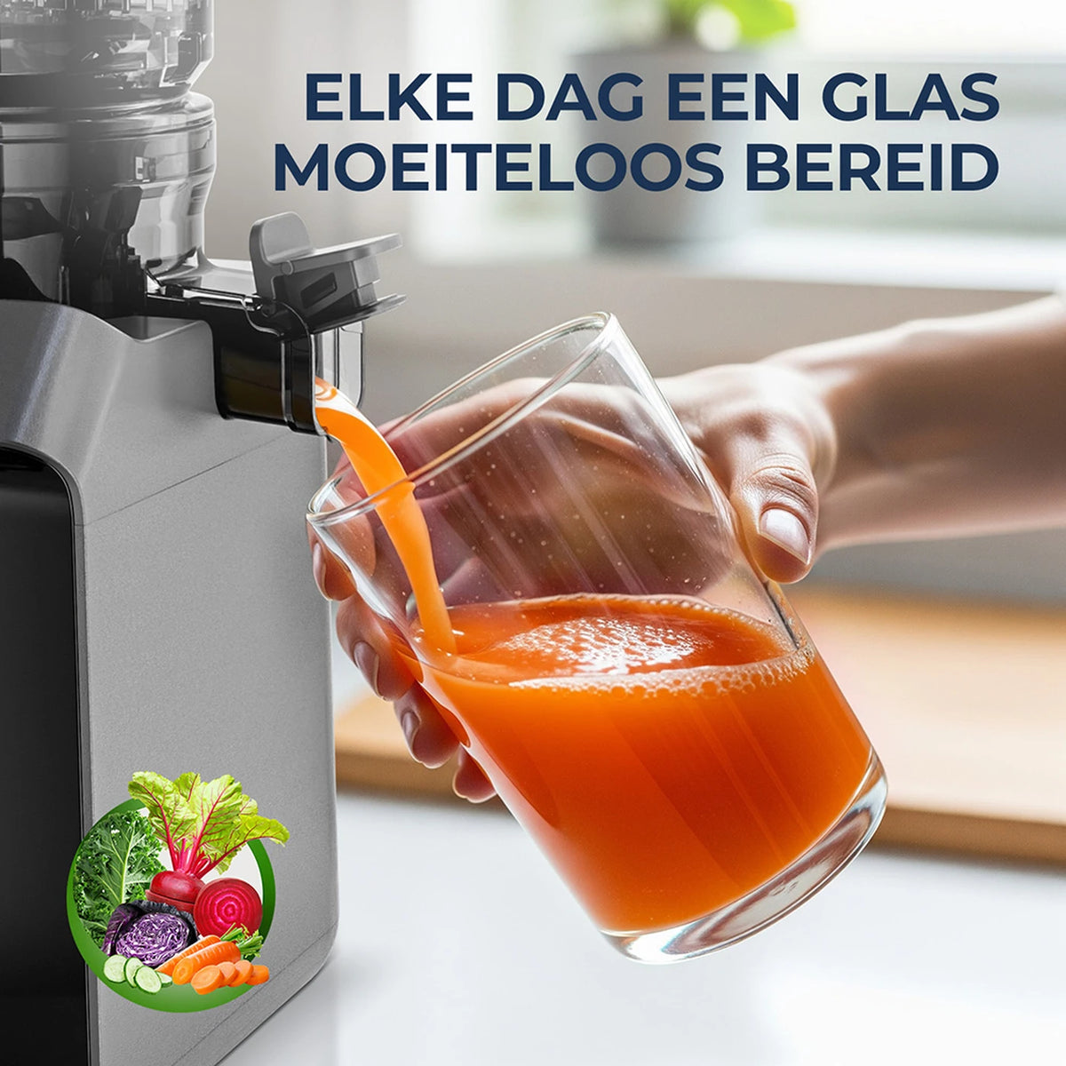 Rouny Slow Juicer FF Pro Max - 150 W Koudperssapcentrifuge - 130 mm Vulopening - Filtervrij - Fruitijsfunctie - 1,8 L - Zwart