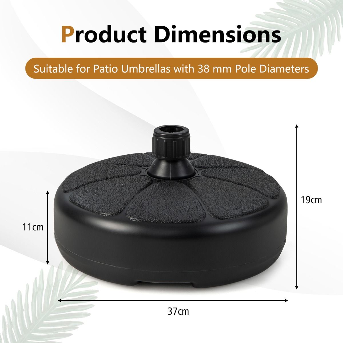 Coast Buitenparasolvoet - Voor Φ38mm Parasolstokken - HDPE - 37 x 19 cm - Zwart