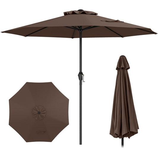 Coast Terrasparasol met slinger - geventileerd dak - 8 stevige ribben - bruin - 260 cm
