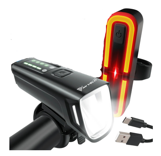 Smart-Ultimate Fietsverlichting Set - LED - 100 Lux - Remlicht - USB - Zwart