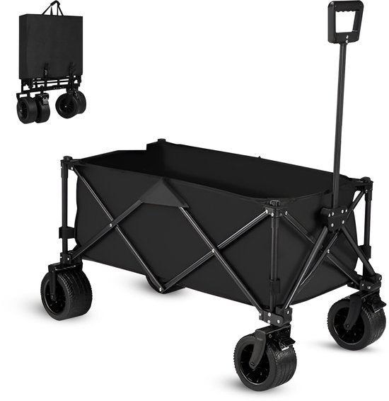 Outbee Bolderkar - Bolderkar Opvouwbaar - Bolderwagen - 120Liter Inhoud - Met Wielslot- 120kg Draagvermogen - Zwart