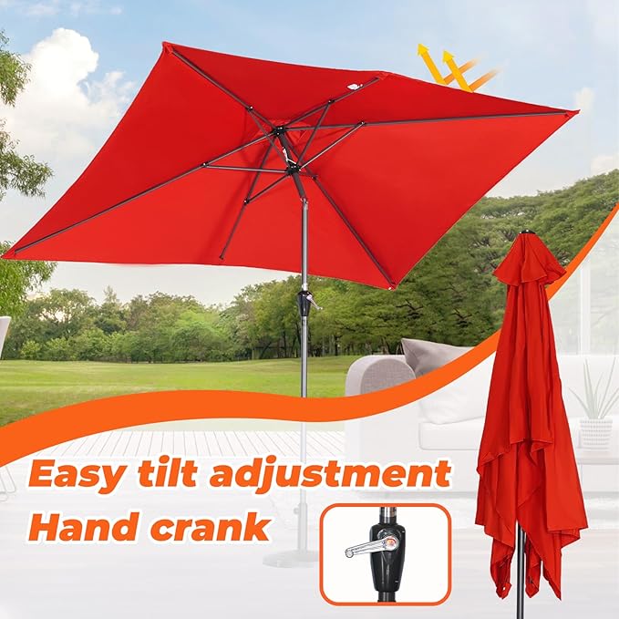Angel Living Tuinparasol - 2 x 3 m - Aluminium - Kantelbaar - Rood