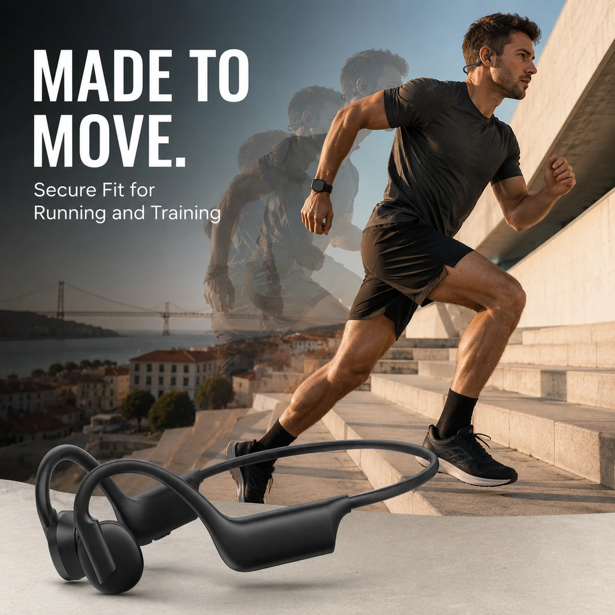 Verbex K08 Bone Conduction Oordopjes - Bluetooth - Open-Ear - Zwart - Sport - Handsfree Bellen