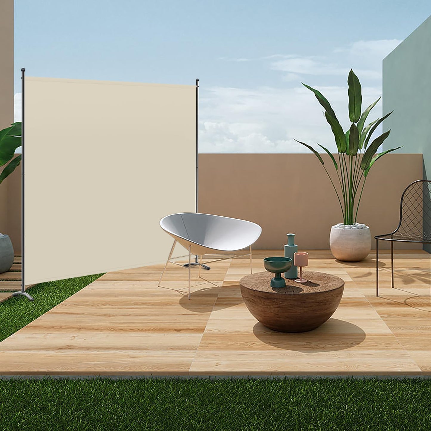 Angel Living Paravent - 1-delig - 162x180 cm - Opvouwbaar - Staal & 160 g/m² Polyester - Ruimteverdeler & Inkijkbescherming - Beige