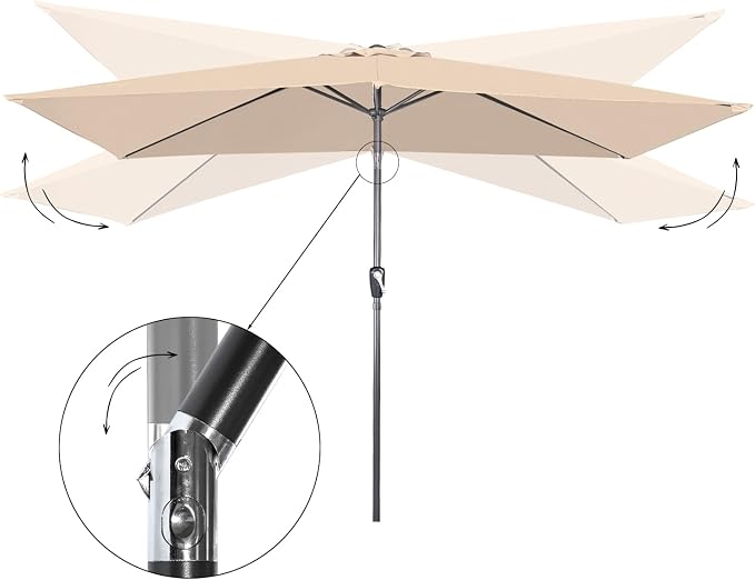 Angel Living Rechthoekige Parasol - 200 x 300 cm - Kantelbaar - Beige