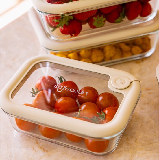 Safecourt vershoudbakjes - volledig van glas (100% micro-plastic vrij) - oven, vriezer, magnetron en vaatwasser - 8 delige set