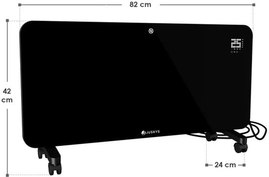 Convector verwarming - Max. 2000 W - Zwarte - Voor Wand- en Vloermontage