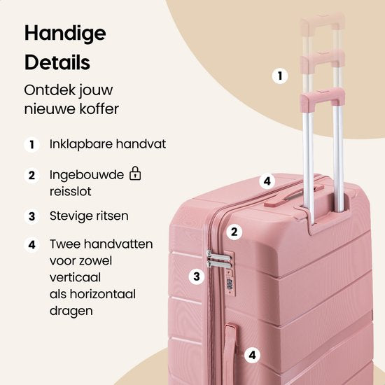 SC Urban Adventurer - Medium Reiskoffer - Cijferslot - 44x27x66cm - 78L - Reiskoffer met Kofferslot - Spinner wielen - Roze V2