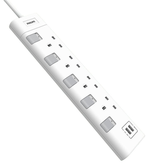 Philips Stekkerdoos 3-voudig – 230V – 3 Stopcontacten – Compact en Veilig – Wit