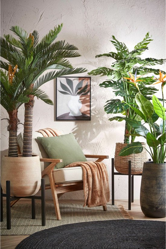 Mica Decorations grote Cycas Palm kunstplant - groen - H150 x D95 cm - top kwaliteit