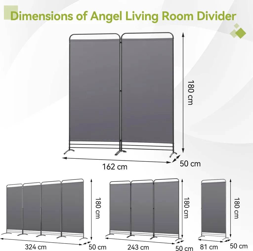 Angel Living Kamerscherm - 2 Panelen - 162x180cm - Opvouwbaar - Grijs