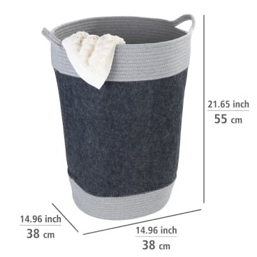 WENKO Bea Wasmand Donkergrijs - 75L - Gerecycled Polyester Vilt