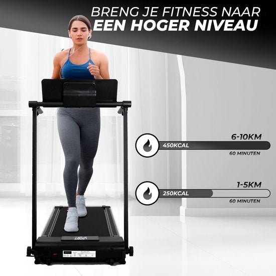 Fitby Loopband - Loopband inklapbaar - Walking Pad - Wandelband - 1-10km/u - LED scherm - Zwart