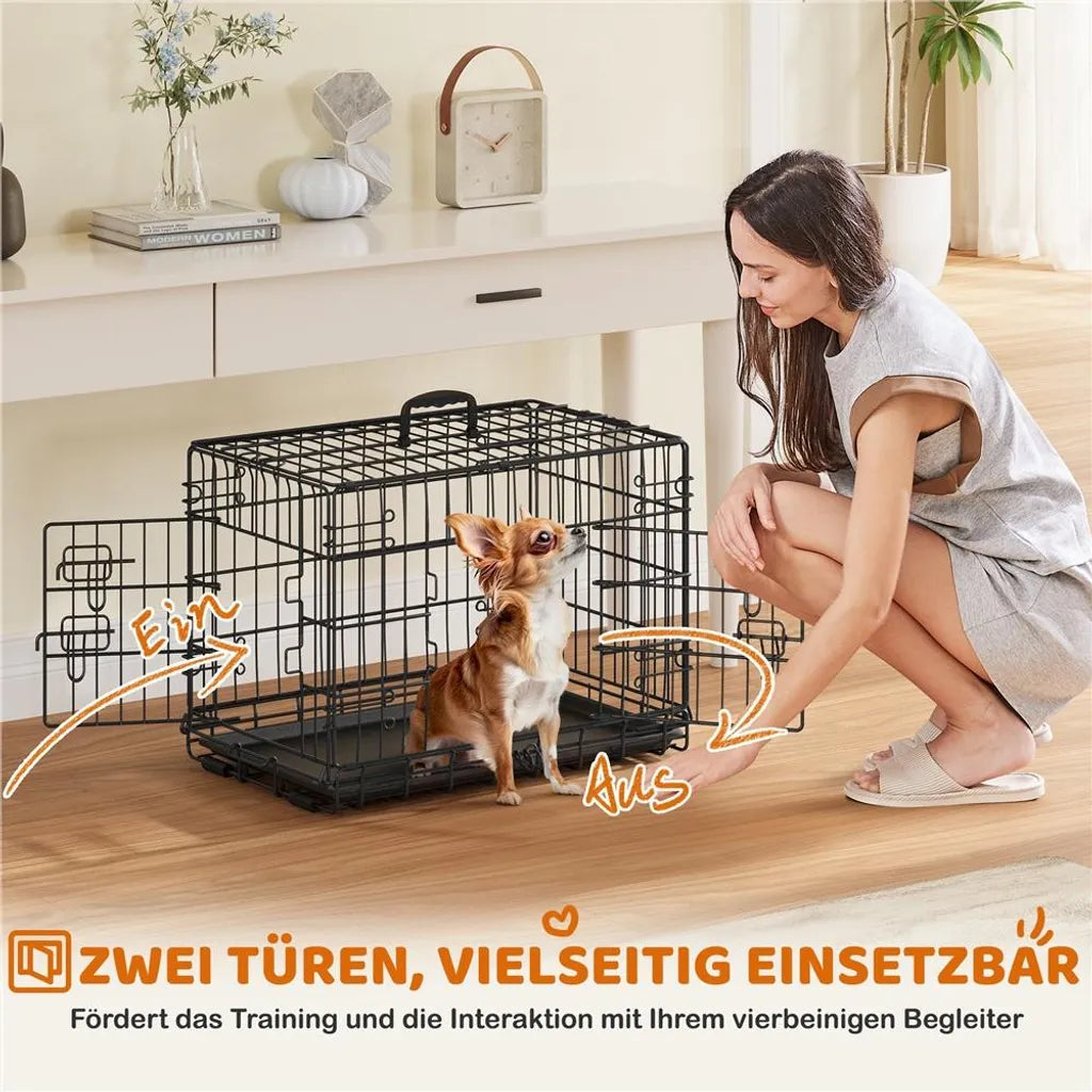 Yaheetech Hondenbench - Opvouwbaar - 61,5x41,5x47 cm - Transportbench - Bodemlade - Scheidingspaneel - Zwart