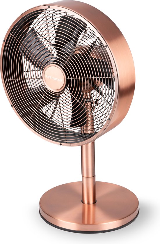 Lifetime Air Tafelventilator - 230V - Bureau Ventilator 30CM - 3 Snelheden - Oscillerende Functie - Kantelbaar - Rosé