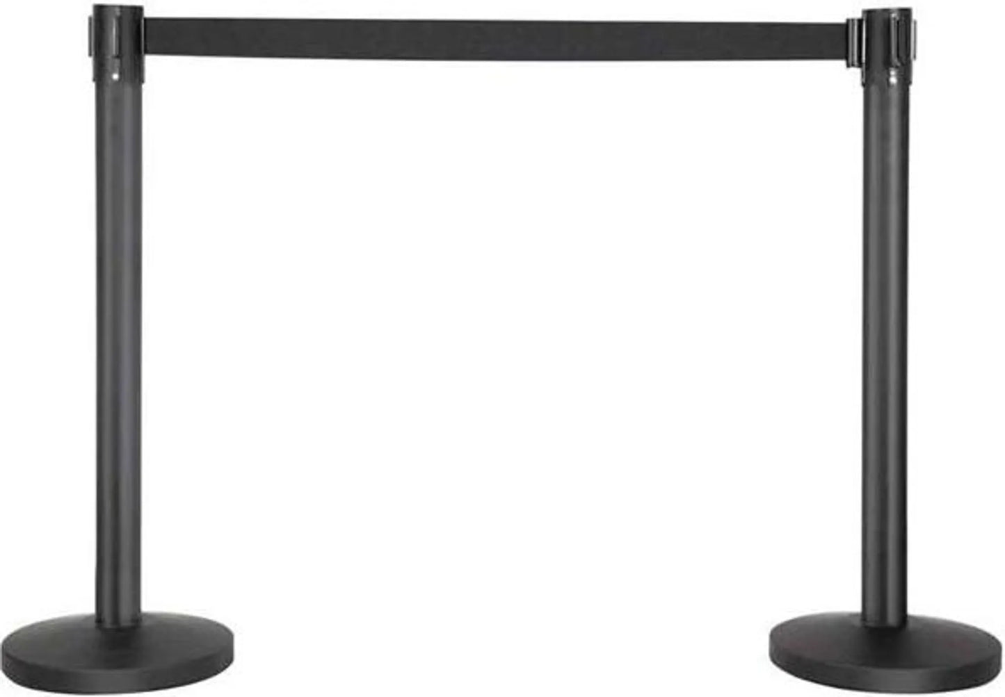 Yaheetech Afzetpalen Set Van 2 – 92 cm Hoog – Voorzien Van 200 cm Intrekbaar Lint En 4-Weg Koppelsysteem En Massieve Voet – Voor VIP Zones En Beurzen – Zwart Staal
