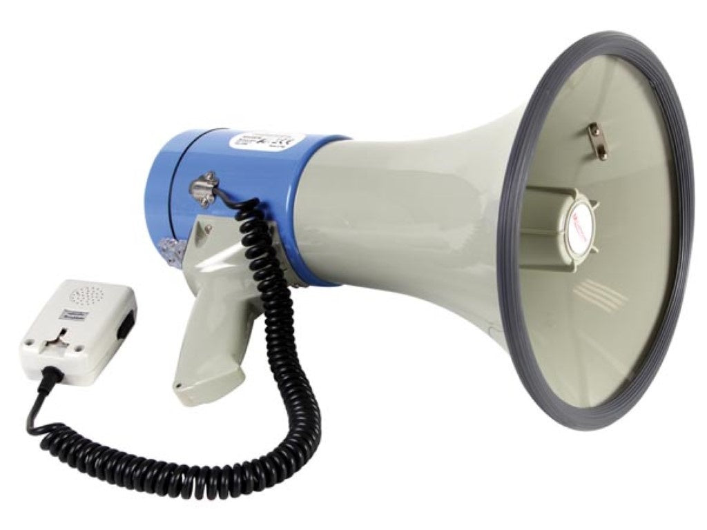 Velleman Megafoon, schouderriem, sirene, spreekfunctie, fluittoon, afneembare microfoon, 25 W, 500 m
