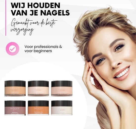 Moods Gellac - Dipping Powder Starters Kit - Coffee Nude - 6 Kleuren - Acryl Nagels Starterspakket - Dip Nagels