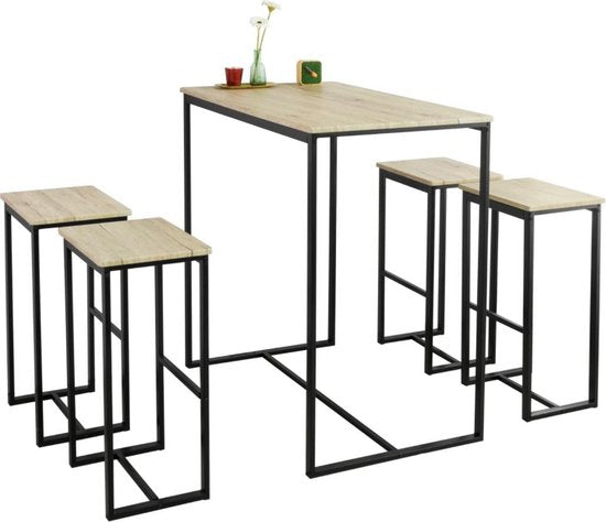Hoge Bartafel |  Met 4 Krukken |  Modern Industrieel Design voor een Stijlvol interieur | 2020
